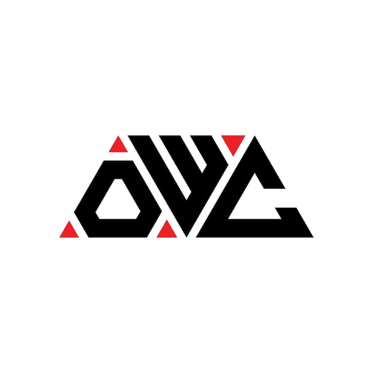 Vector owc triangle letter logo design with triangle shape owc triangle logo design monogram owc triangle vector logo template with red color owc triangular logo simple elegant and luxurious logo owc