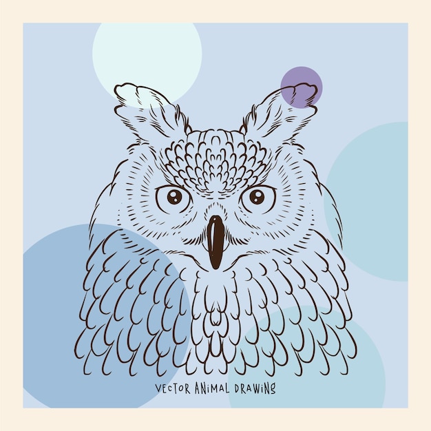 Vector owl animal portrait vector art drawing pastel abstract background