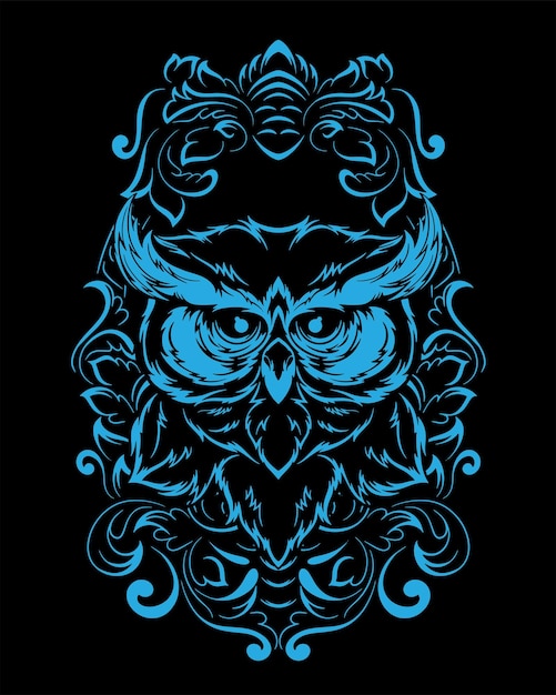 Owl artwork illustration and t shirt design Premium Vector