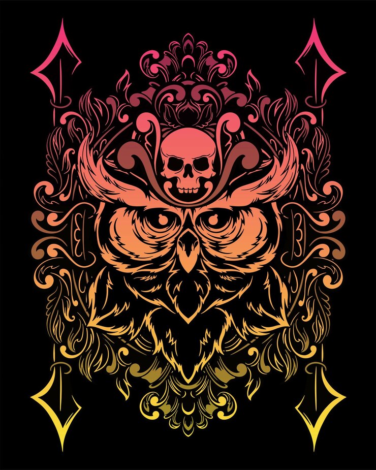 Owl artwork illustration and t shirt design Premium Vector