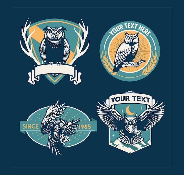 Vector owl badge design set