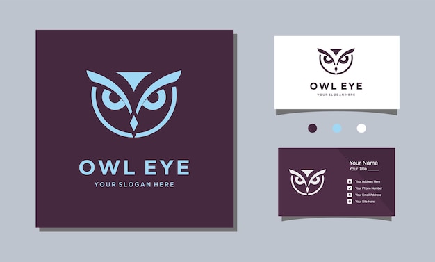 Owl bird eye line art minimalist logo design illustration