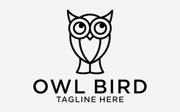 Owl bird logo line cute student template