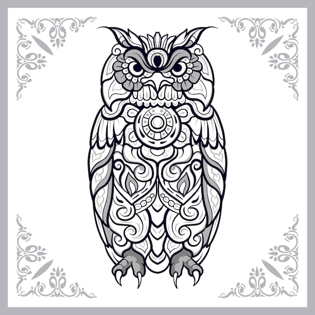 Owl bird mandala arts isolated on white background