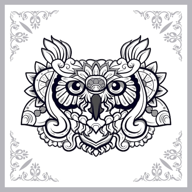 Owl bird mandala arts isolated on white background