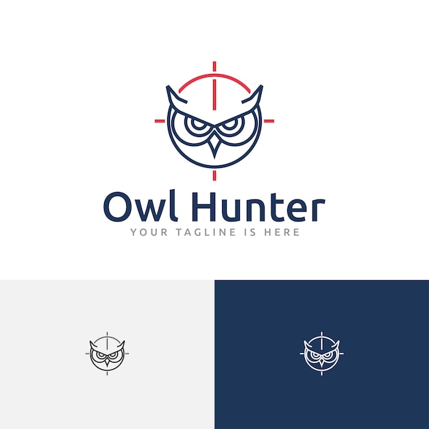 Vector owl bird silent night hunter target circle line logo