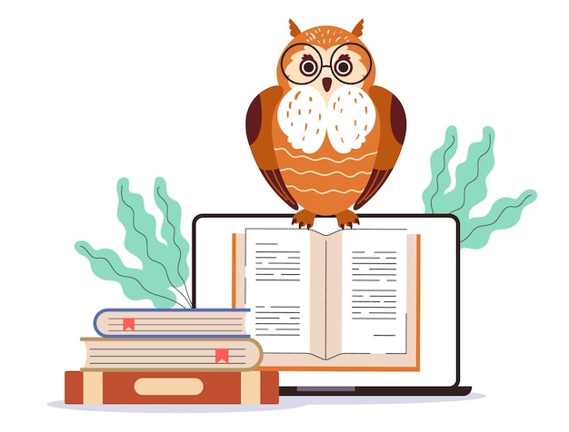 owl bird teacher graduate wise education school isolated concept design graphic illustration