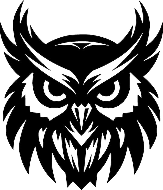Illustrazione vettoriale dell'icona isolata owl in bianco e nero