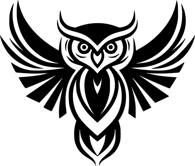 Vector owl black and white isolated icon vector illustration