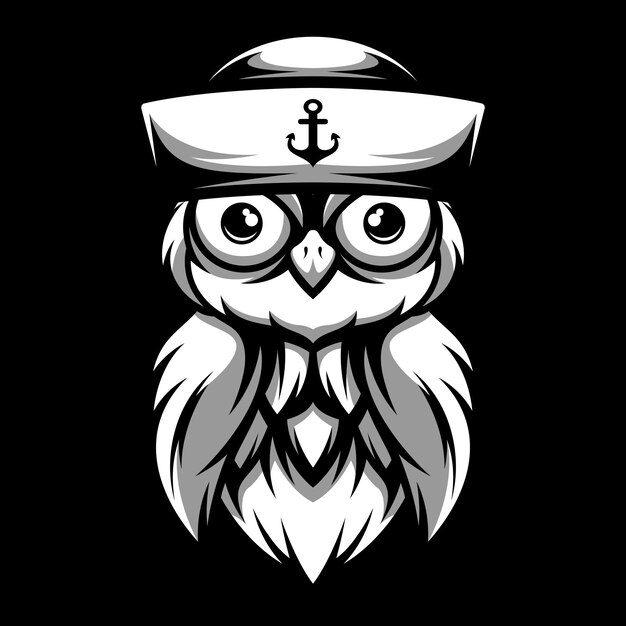 Owl Black and White Mascot Design