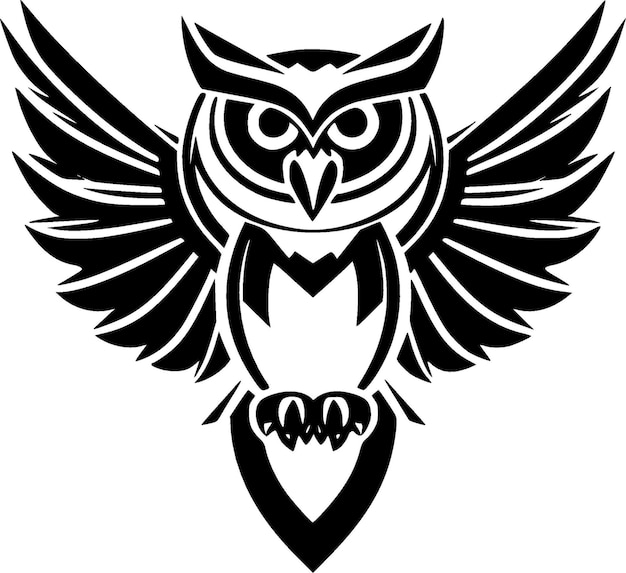 Owl Black and White Vector illustration