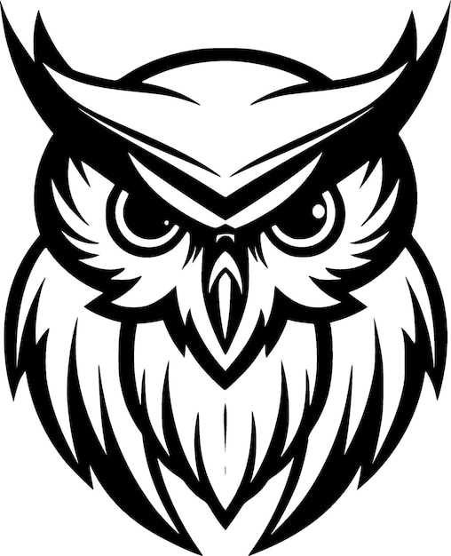 Owl Black and White Vector illustration