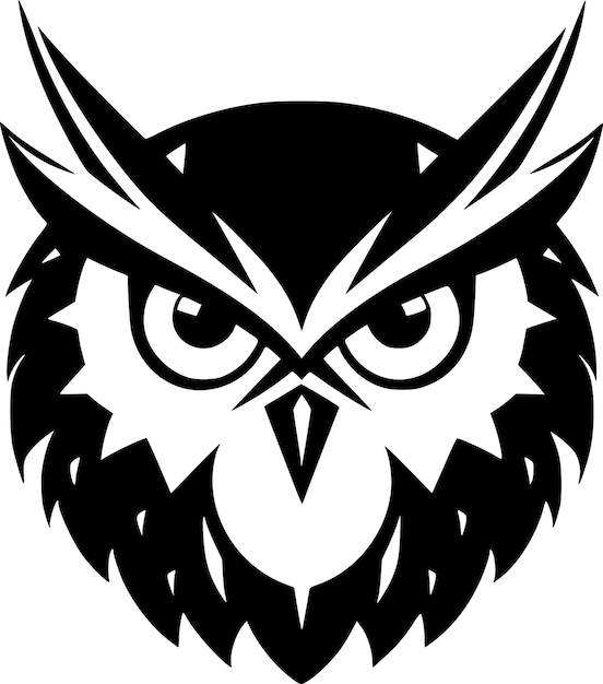 Vector owl black and white vector illustration