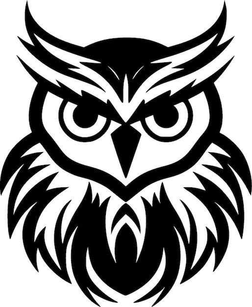 Owl Black and White Vector illustration