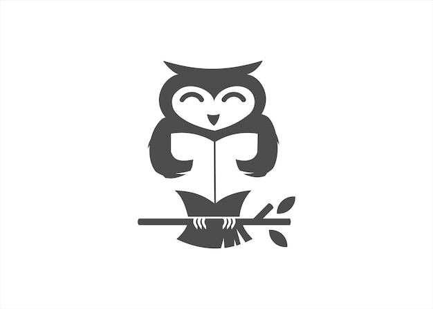 Gufo libro logo design educazione simbolo mascotte