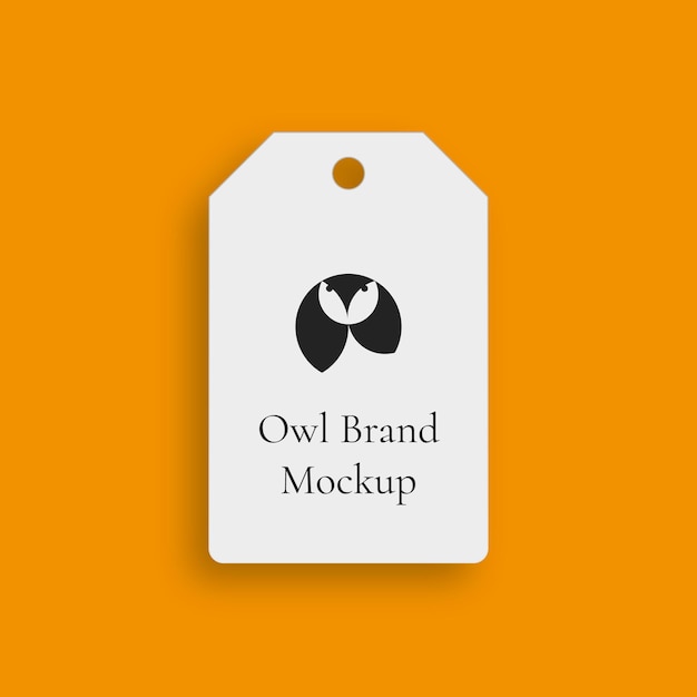 Vector owl brand label mockup on orange background