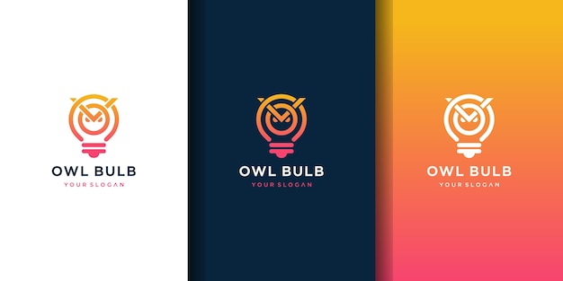 Vector owl bulb lamp idea creative logo