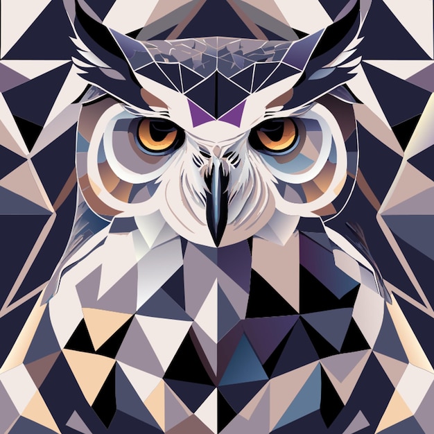 Vector owl by piet mondrian vector illustration