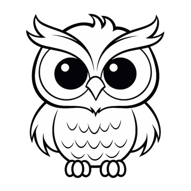 Owl Cartoon Coloring Page Vector Graphic Generative Ai