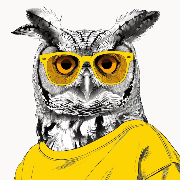 Vector owl cartoon with glasses