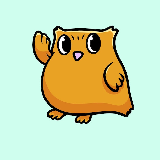 Owl Character Cartoon Mascot Flat Design Cute Funny Happiness Tree