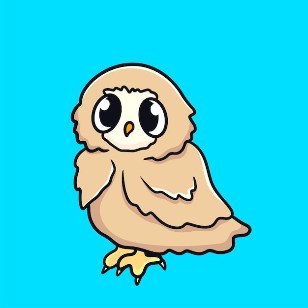 Owl Character Cartoon Mascot Flat Design Cute Funny Happiness Tree