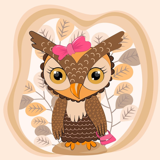 Owl character flat design cartoon isolated vector