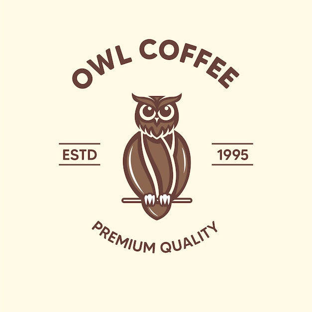 Вектор Сова кофе логотип