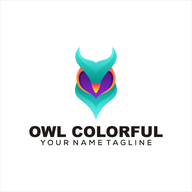 Illustrazione della mascotte del logo colorato del gufo