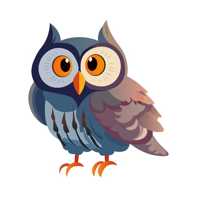 Owl of colorful set A charming illustration showcasing a cute owl in an adorable cartoon design