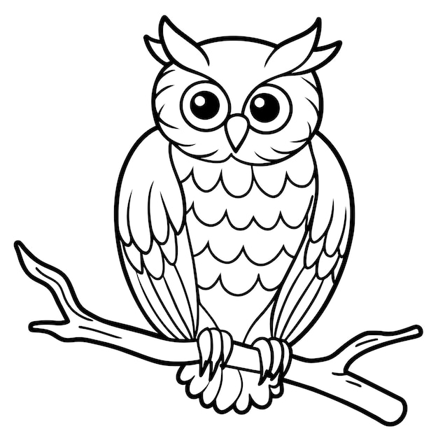 Vector owl coloring book page 2