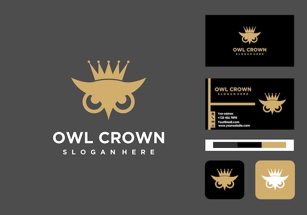 Логотип короны совы и визитная карточка