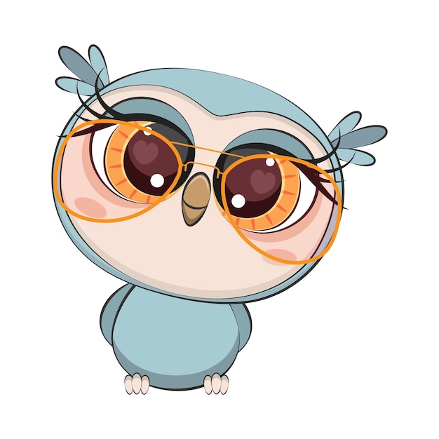 Vector owl cute cartoon for print design. wildlife animals. cute cartoon character.