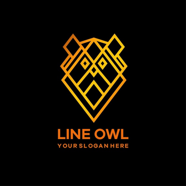 Owl cute monoline style minimalist logo template