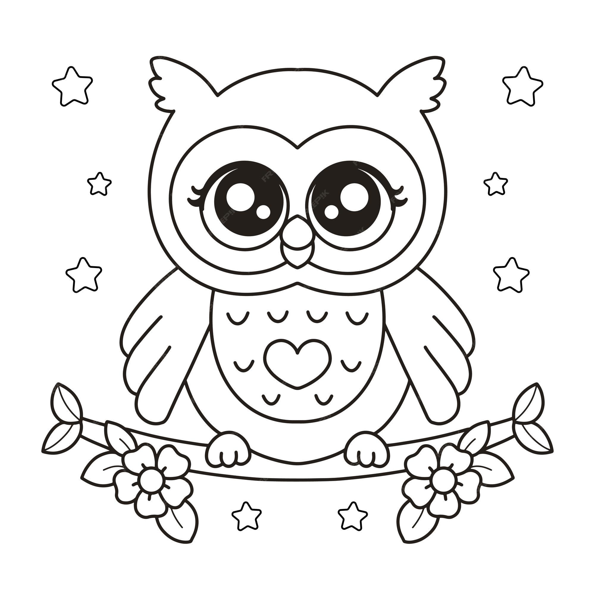 ødemark dæk i stedet Premium Vector | Owl drawing printable coloring page