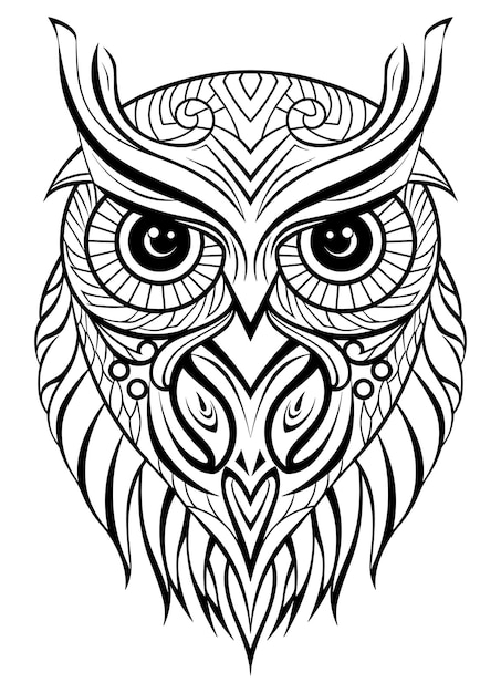 Owl or eagle coloring page sketch vector mandala art Aadult coloring pages