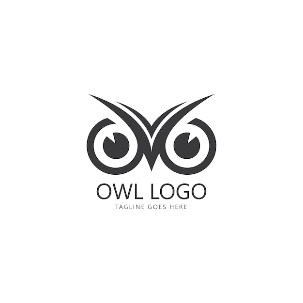 フクロウの目のロゴのデザイン テンプレート