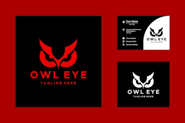 Owl Eye Logo Icon Vector Illustration Emblem Design on Black Background