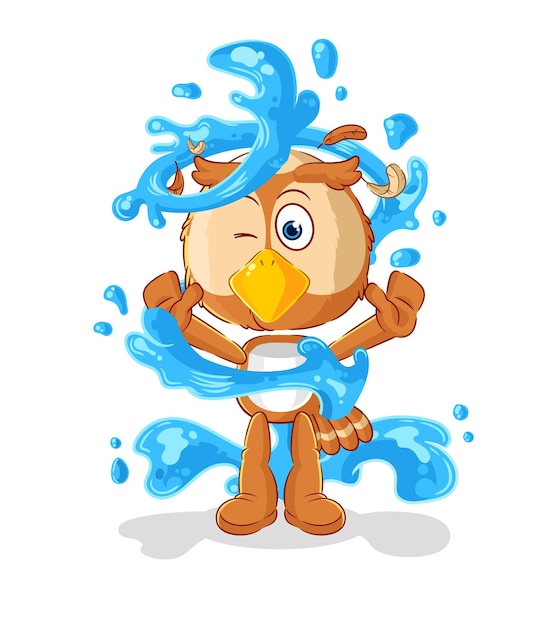 Owl fresh with water mascot cartoon vector