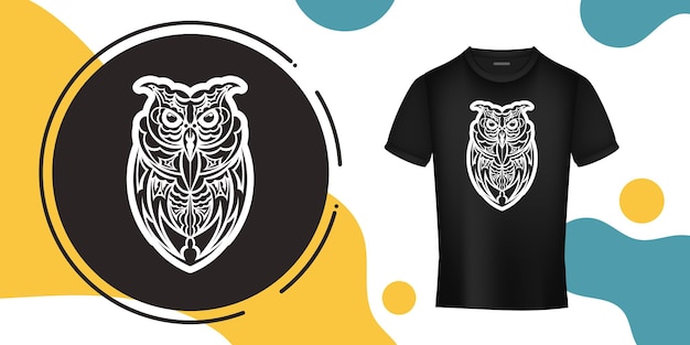 Owl from patterns of polynesia Outline drawing Good for prints Vector illustration