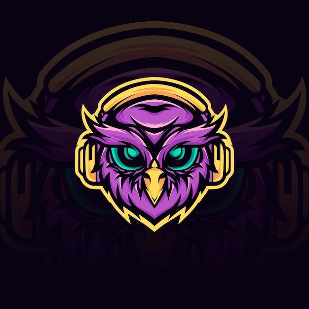 Owl gaming mascot illustration