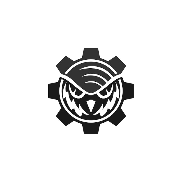 Owl gear machine icon brand template isolated