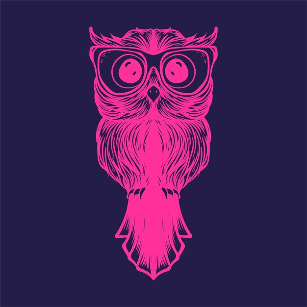 Vector owl glow in the dark artwork illustratio