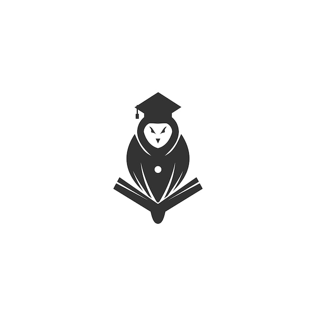 Owl Graduate Book Icon Template Isolated