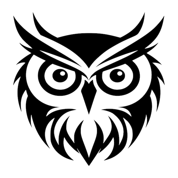 owl head bird wild animal illustration for symbol