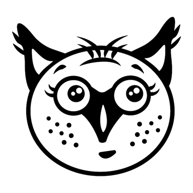 Owl head black and white illustration