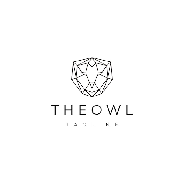 Owl head geometric logo icon design template