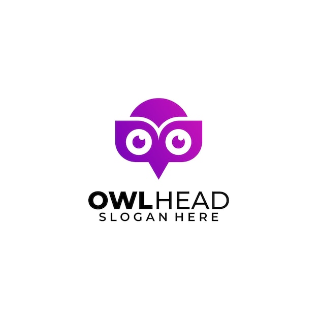 Owl head logo gradient color template illustration