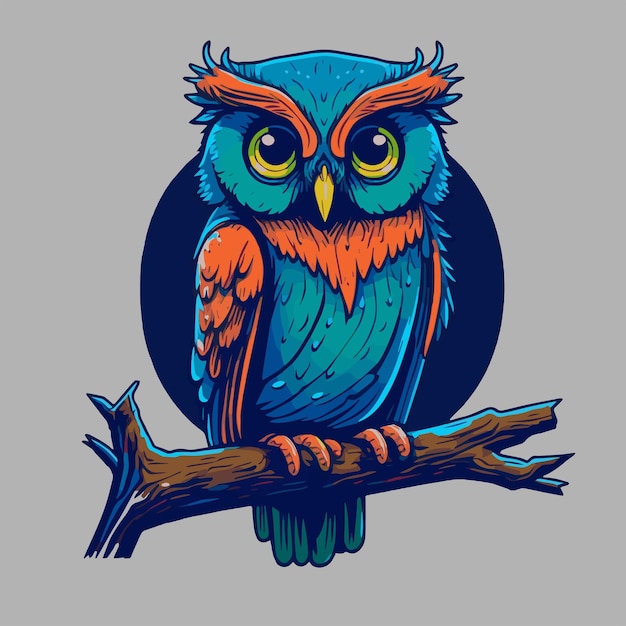 Owl head logo vector illustration Bird Character Mascot Design