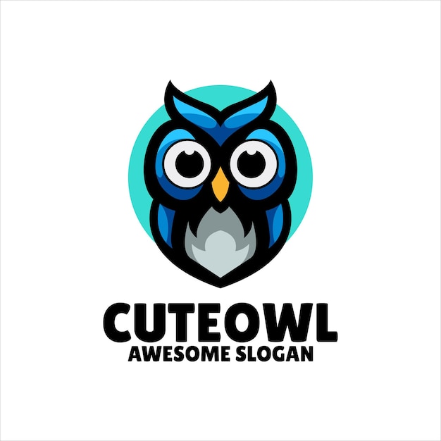 Owl head mascot logo design